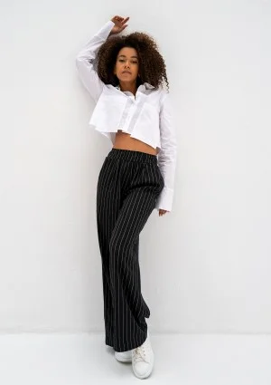 Emmel - Black striped linen trousers