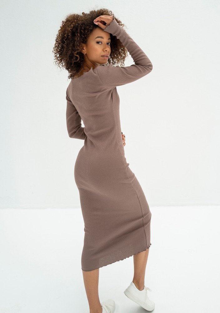Bess - Brown bodycon midi dress