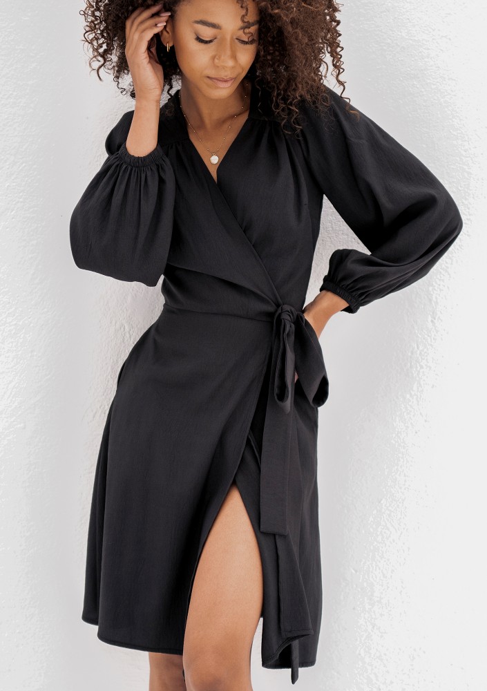 Leila - Black wrap dress