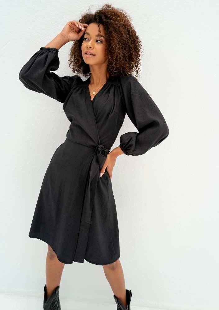 Leila - Black wrap dress