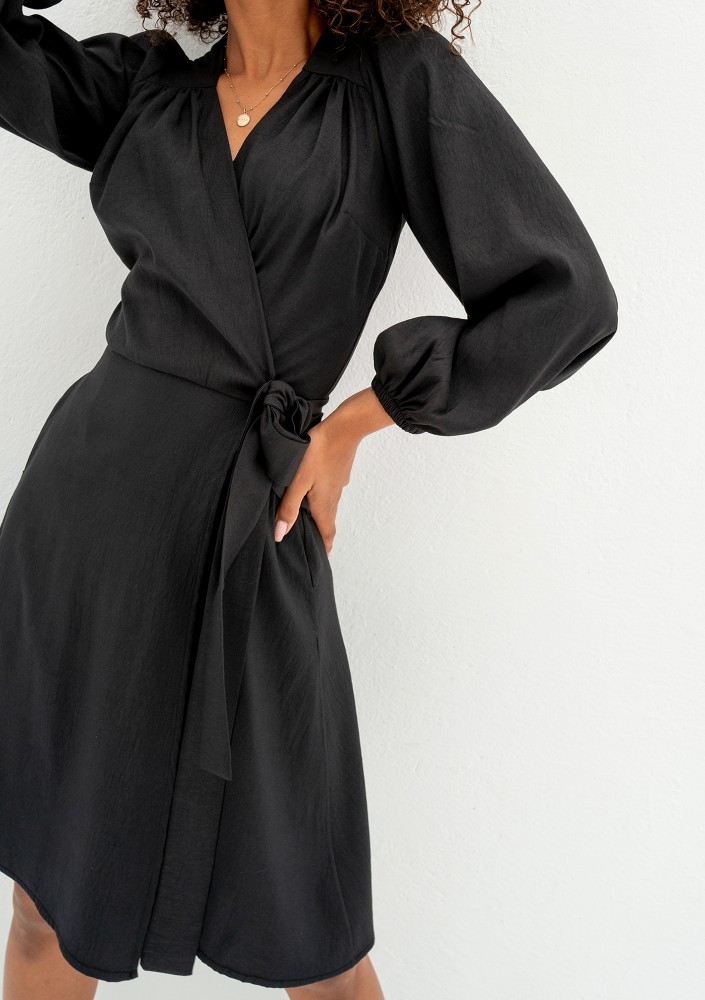 Leila - Black wrap dress