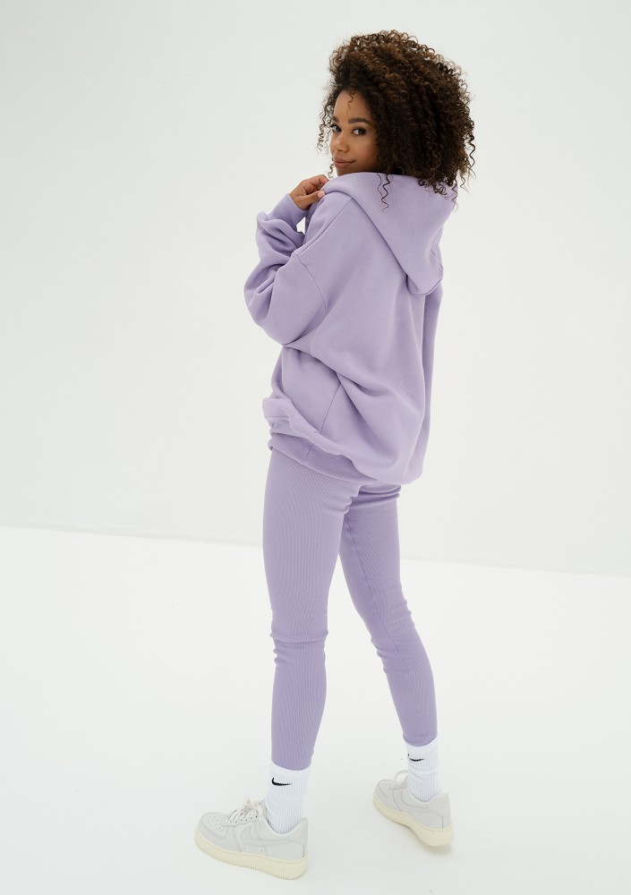 Raven - Fioletowa bluza damska oversize z kapturem