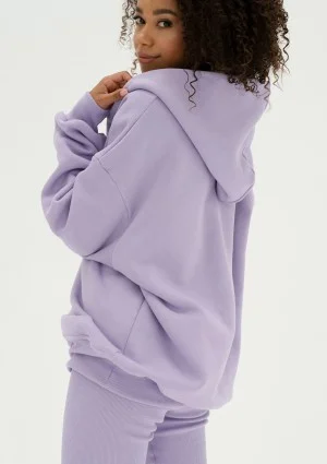 Raven - Fioletowa bluza damska oversize z kapturem