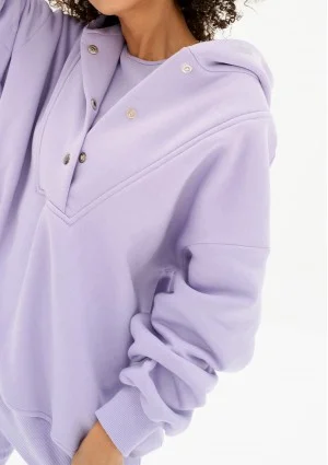 Raven - Fioletowa bluza damska oversize z kapturem
