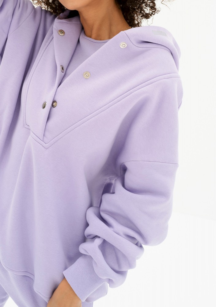 Raven - Fioletowa bluza damska oversize z kapturem