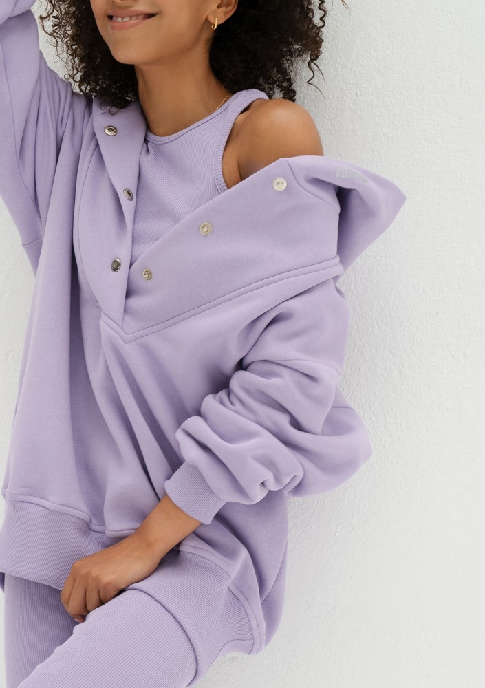 Raven - Fioletowa bluza damska oversize z kapturem