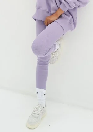 Hype - Legginsy z prążkowanej dzianiny Violet
