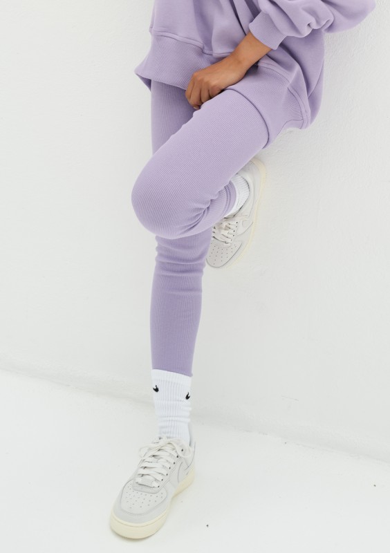Hype - Legginsy z prążkowanej dzianiny Violet