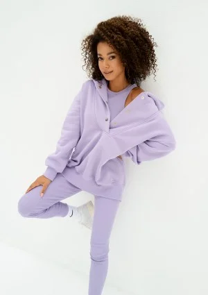 Hype - Legginsy z prążkowanej dzianiny Violet