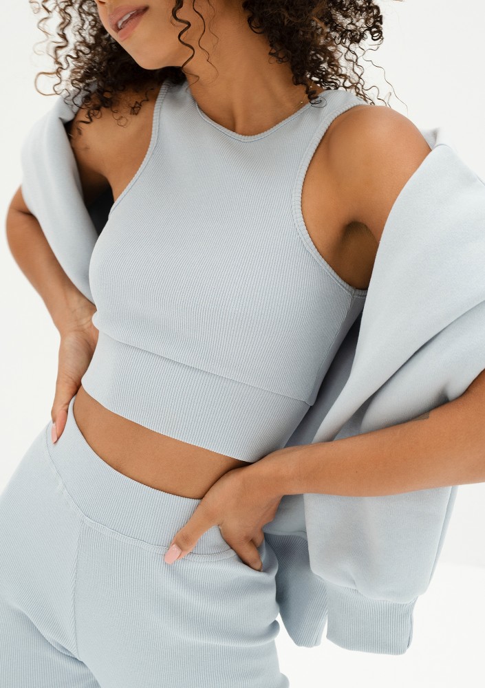 Minzy - Krótki top dzianinowy Błękitny