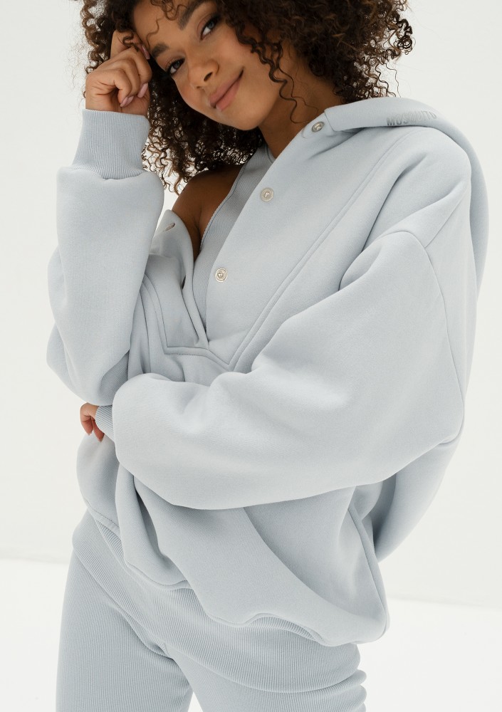 Raven - Bluza oversize z kapturem Błękitna