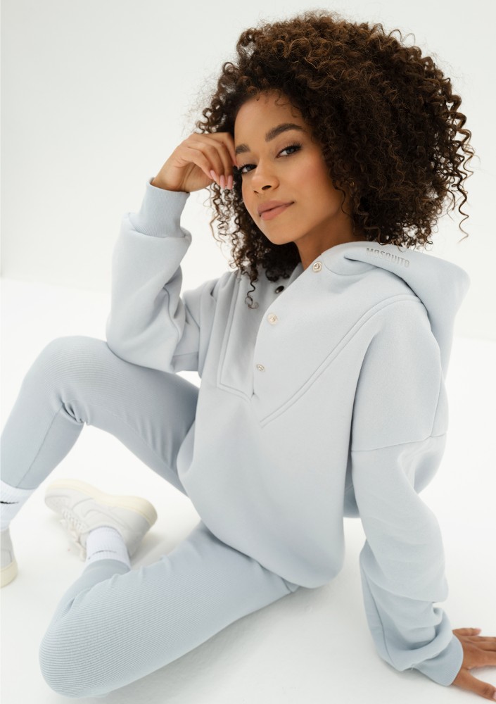 Raven - Bluza oversize z kapturem Błękitna