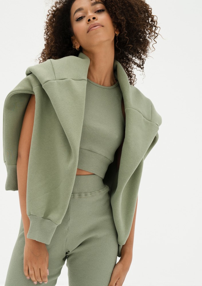 Hype - Olive green knitted short top