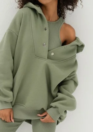 Minzy - Olive green oversize hoodie
