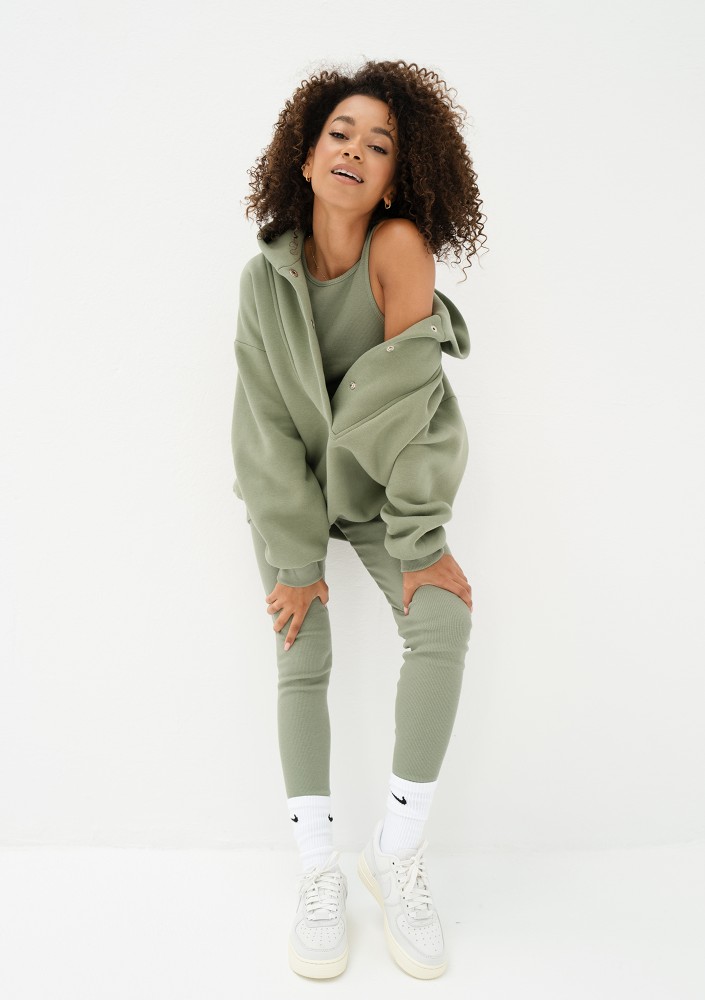 Minzy - Olive green oversize hoodie