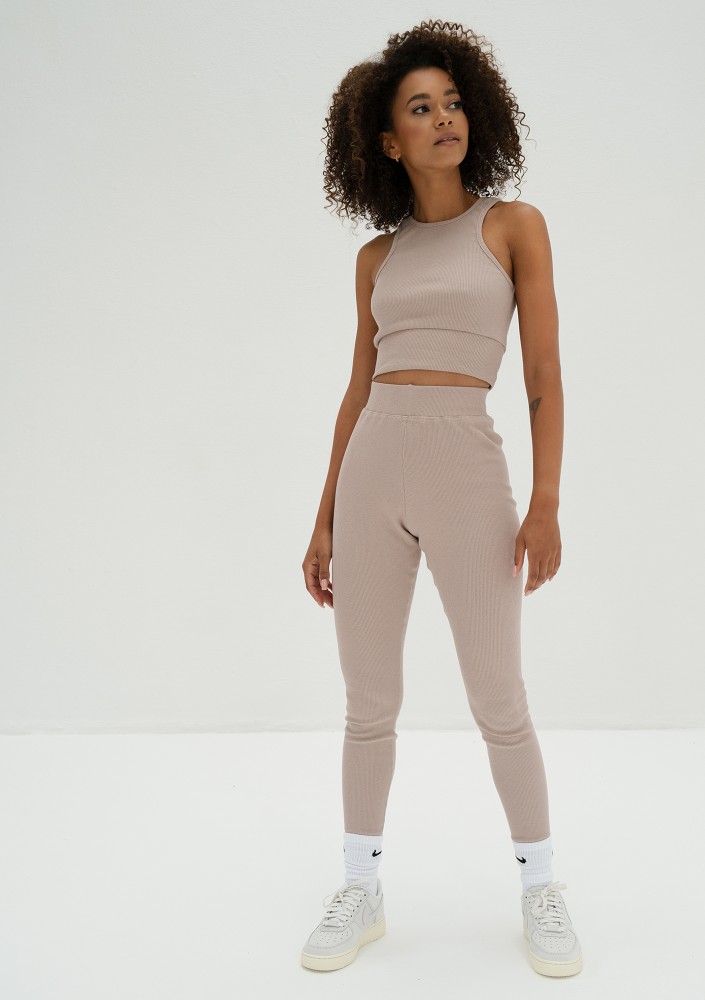 Hype - Beige knitted short top