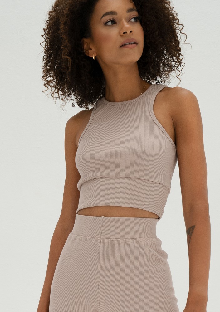 Hype - Beige knitted short top