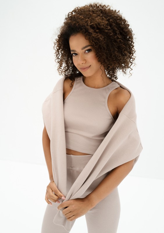 Hype - Beige knitted short top