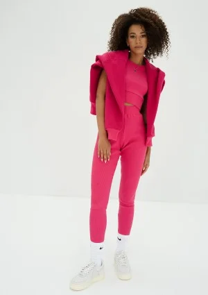 Hype - Top z prążkowanej dzianiny Magenta Pink