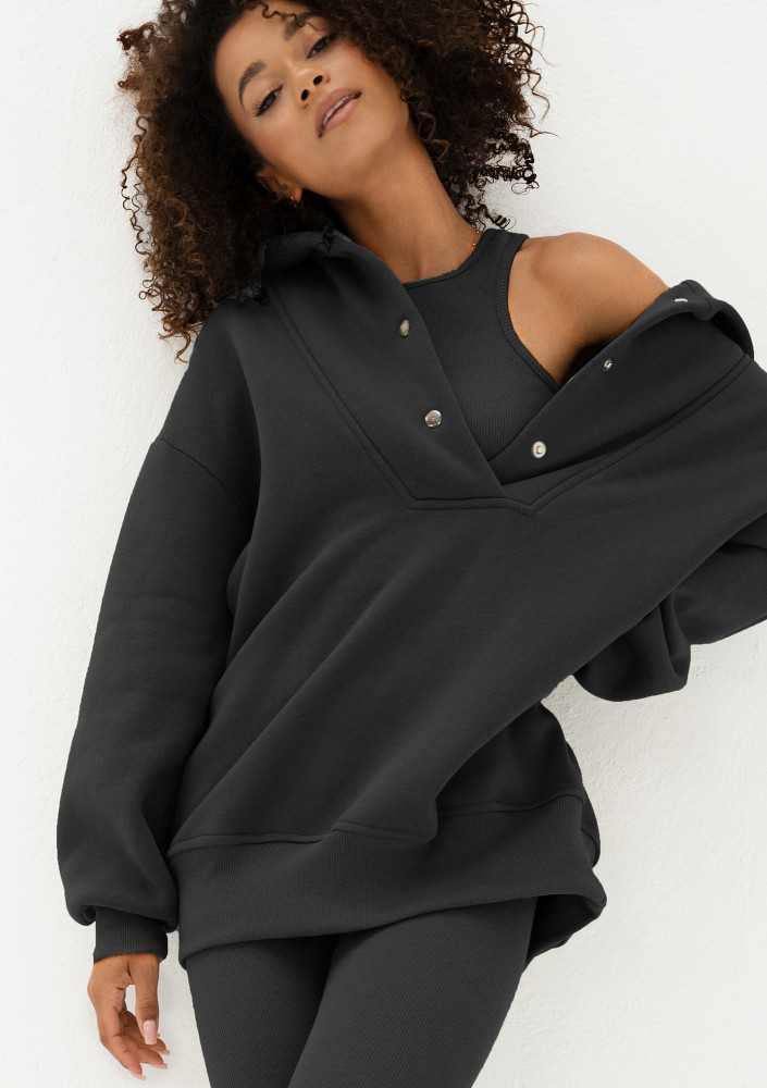 Raven - Bluza oversize z kapturem Czarna