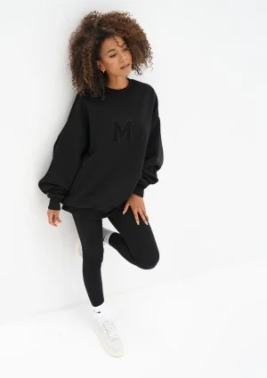 Vibe - Czarna bluza oversize z naszywką M