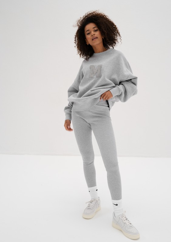 Vibe - Melange grey oversize sweatshirt "M logo"