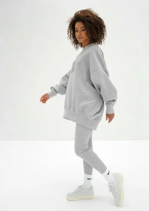 Vibe - Bluza oversize z Logo M Szary Melanż