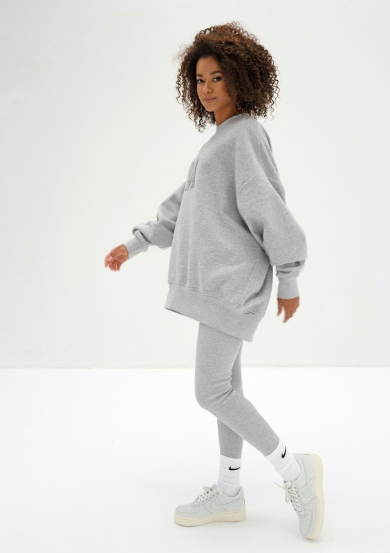 Vibe - Melange grey oversize sweatshirt "M logo"