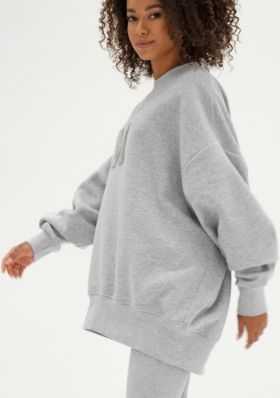 Vibe - Bluza oversize z Logo M Szary Melanż
