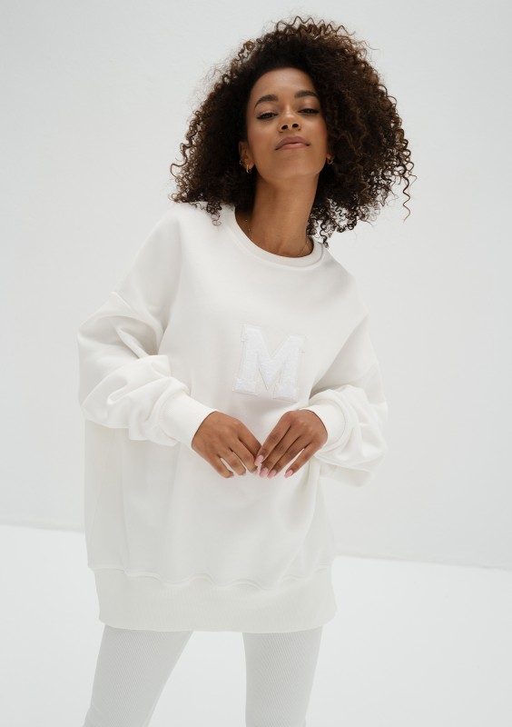 Vibe - Bluza oversize z Logo M Ecru