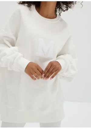 Vibe - Bluza oversize z Logo M Ecru