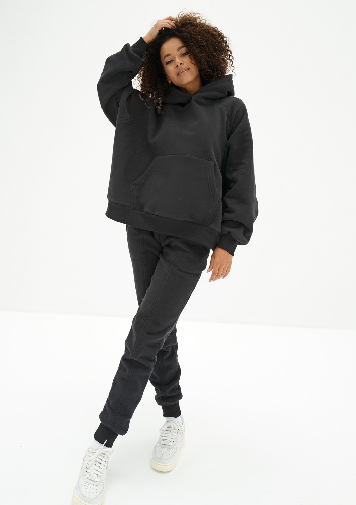 Mesh - Black oversize soft touch hoodie