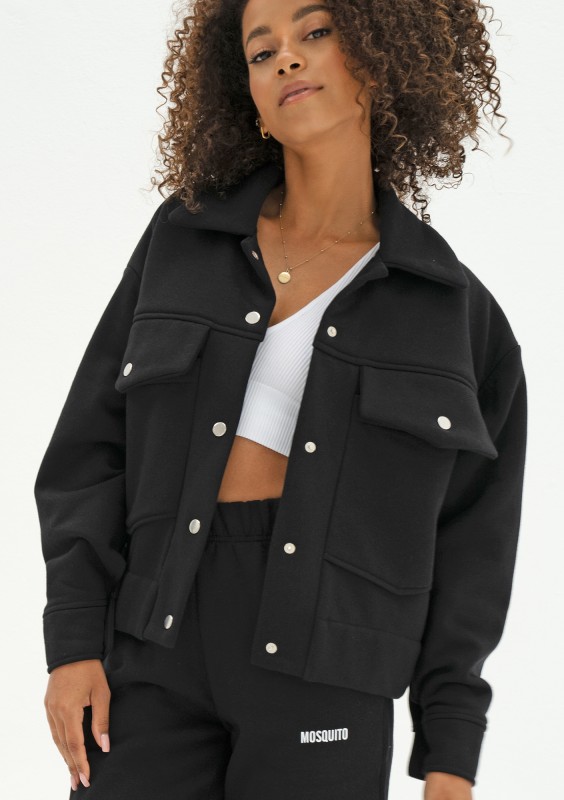 Tribe - Bluza koszulowa cargo z napami Czarna