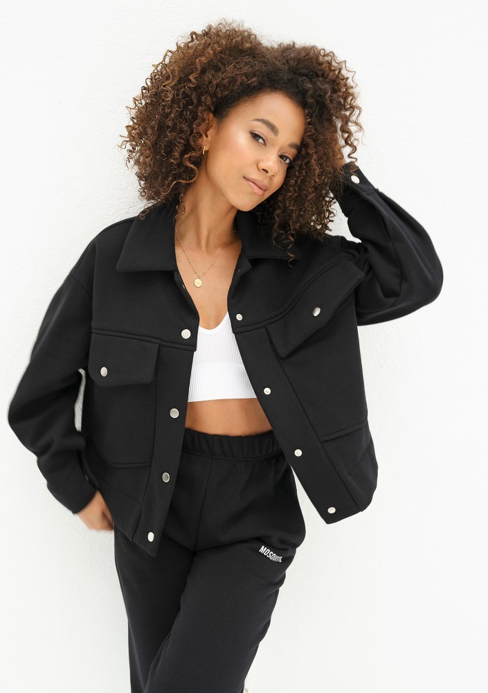 Tribe - Bluza koszulowa cargo z napami Czarna