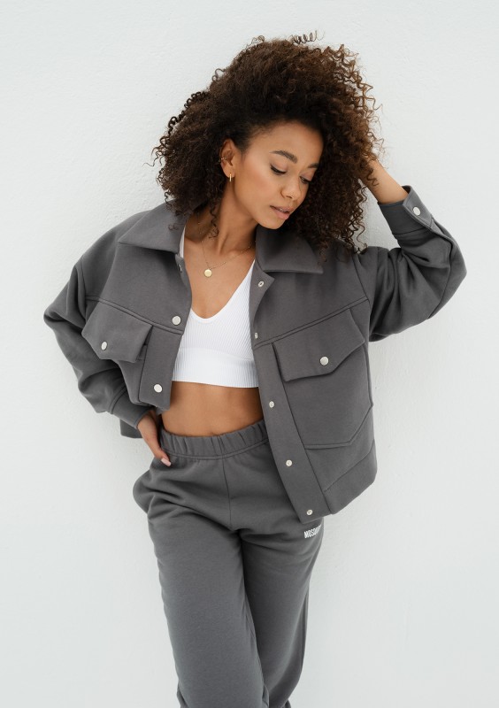 Eagle - Bluza koszulowa cargo z napami Szara