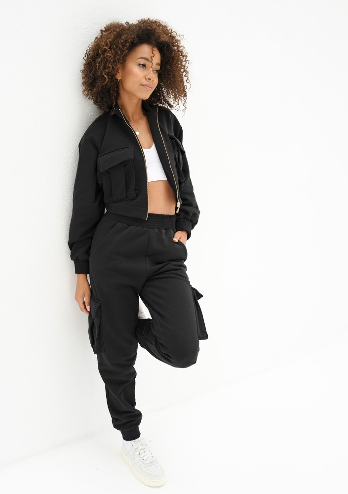 Loxy - Black cargo full zip sweatshirt