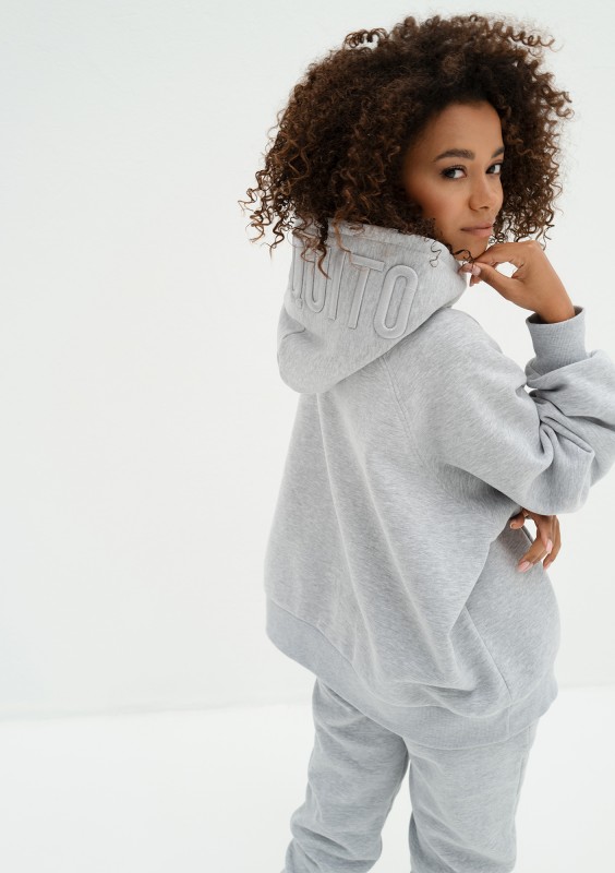 Mesh - Bluza kangurka oversize z dzianiny soft Light Melange