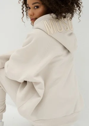 Mesh - Coconut white oversize soft touch hoodie