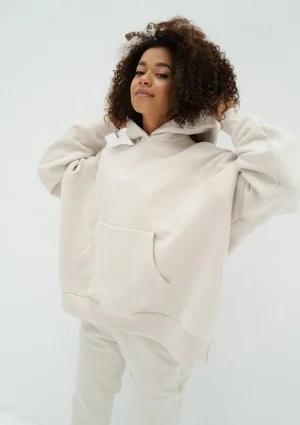 Mesh - Bluza kangurka oversize z dzianiny soft Coconut