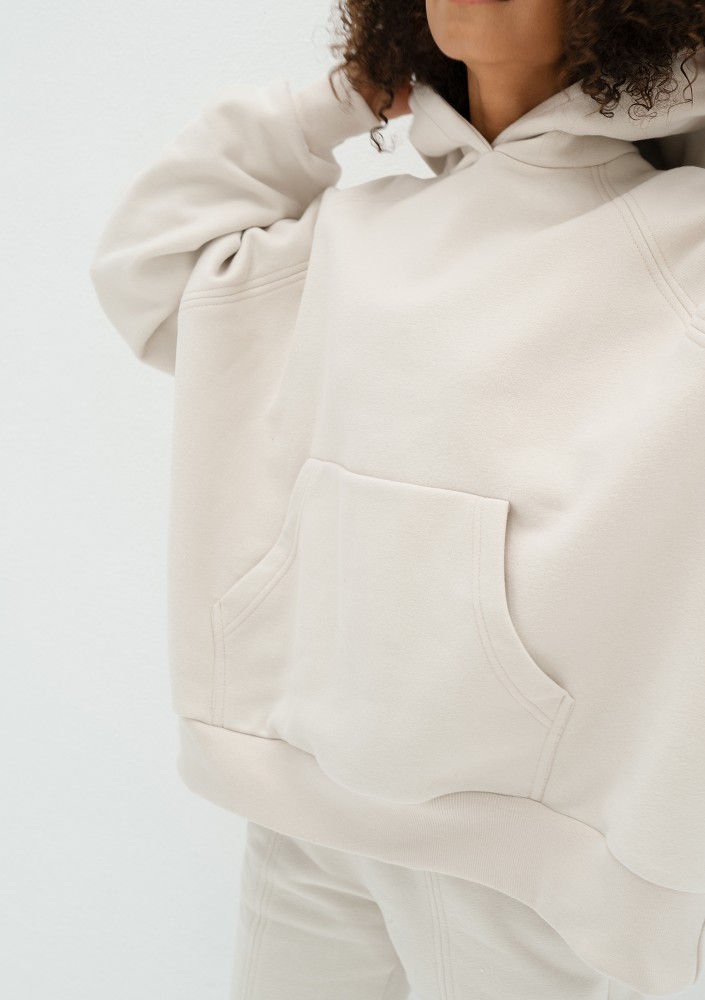 Mesh - Bluza kangurka oversize z dzianiny soft Coconut