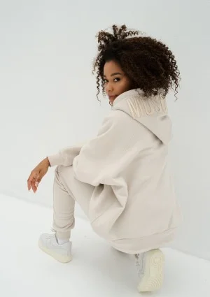 Mesh - Coconut white oversize soft touch hoodie