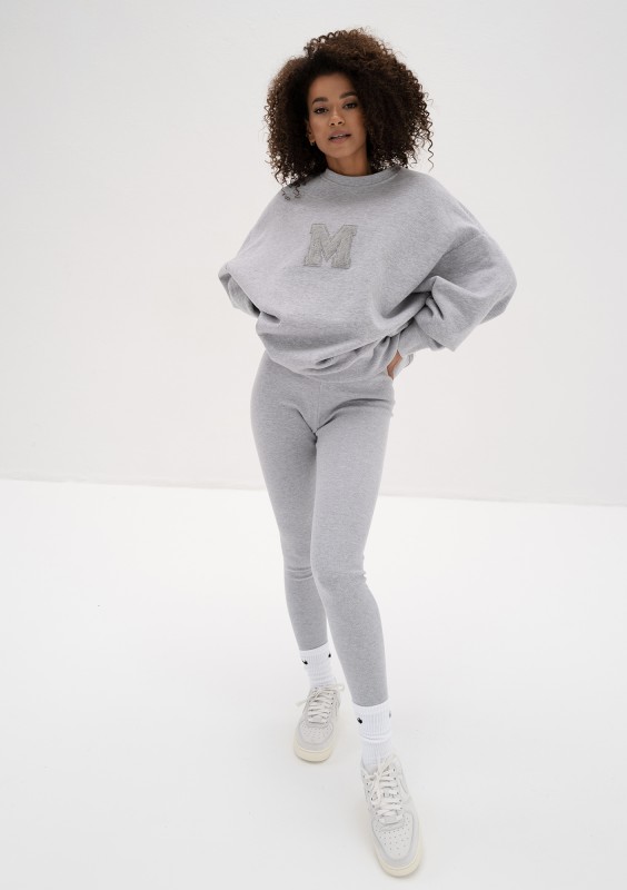 Vibe - Melange grey oversize sweatshirt "M logo"