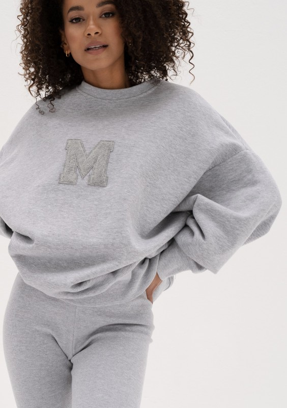 Vibe - Bluza oversize z Logo M Szary Melanż