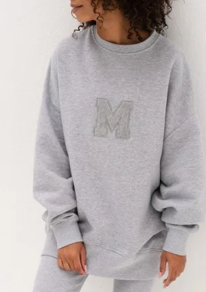 Vibe - Bluza oversize z Logo M Szary Melanż