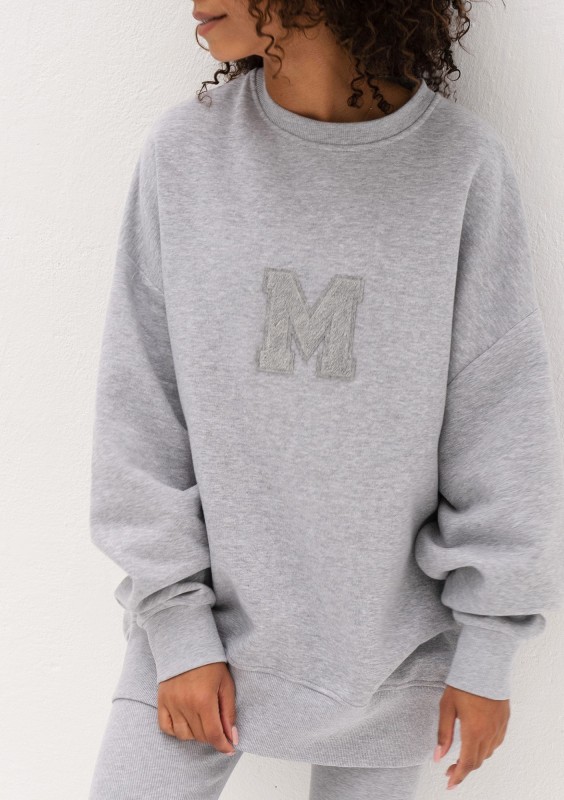 Vibe - Melange grey oversize sweatshirt "M logo"