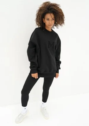 Vibe - Czarna bluza oversize z naszywką M