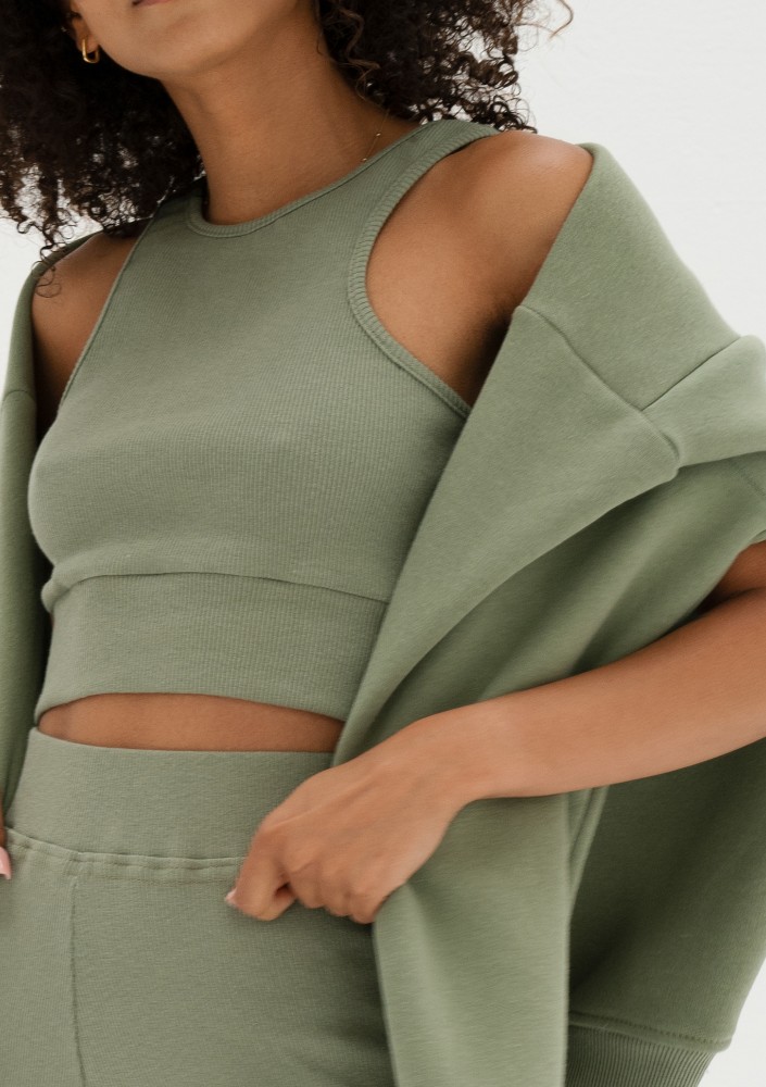 Hype - Olive green knitted short top