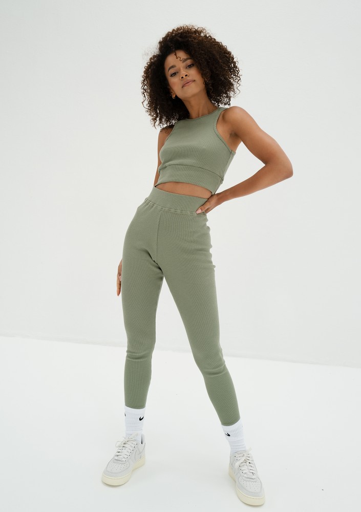 Hype - Olive green knitted legging