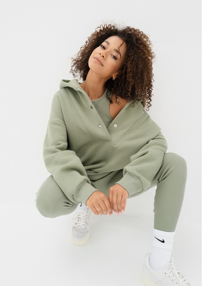 Minzy - Olive green oversize hoodie