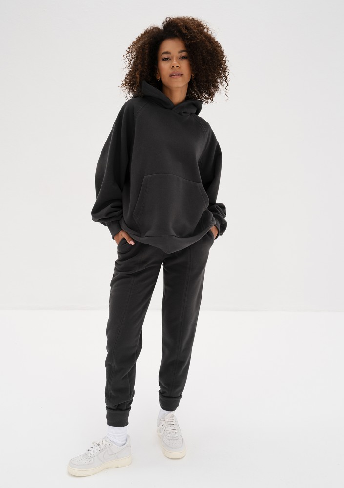 Mesh - Dark grey oversize soft touch hoodie
